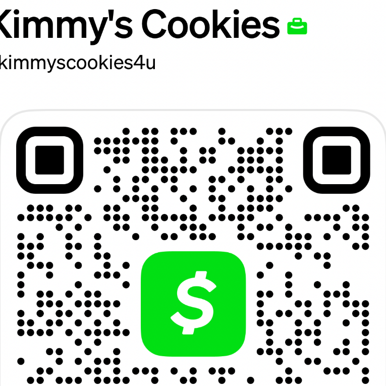 Cash App payment QR code for Kimmy's Cookies